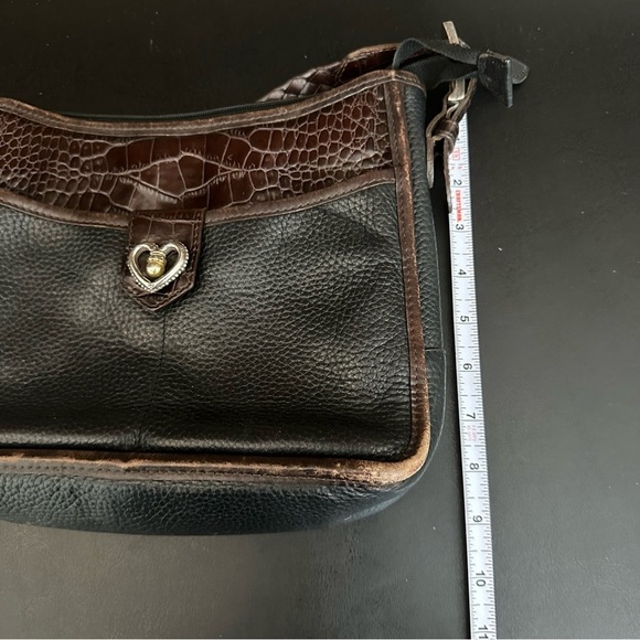 Vintage Brighton Pebble Grain Leather Black w/Brown Alligator Embossed Purse - Picture 16 of 16